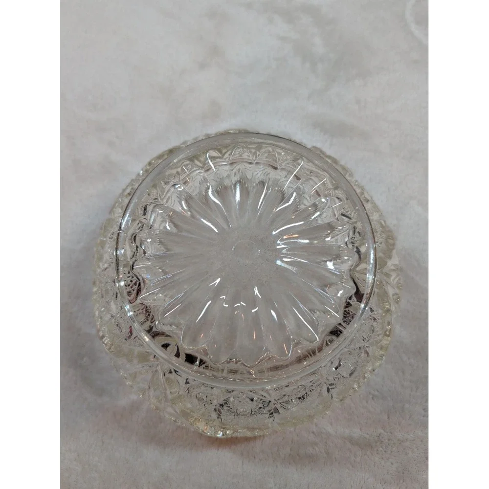Antique EAPG Covered Glass Candy Dish Russian Pattern‎ Victorian Trinket